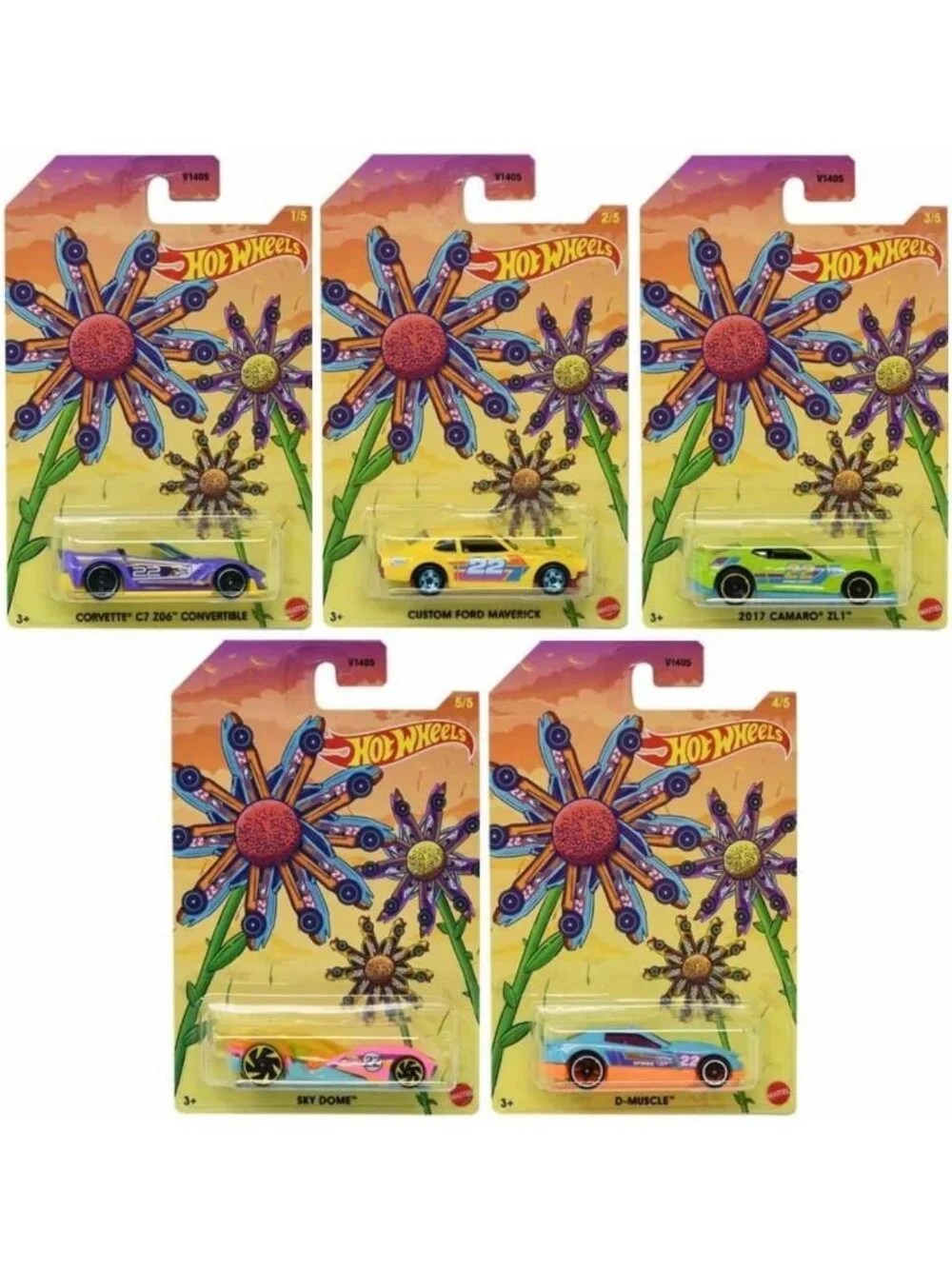 Complete Set of 5 Diecast Vehicles - 2022 Easter Spring Hot Wheels Collection